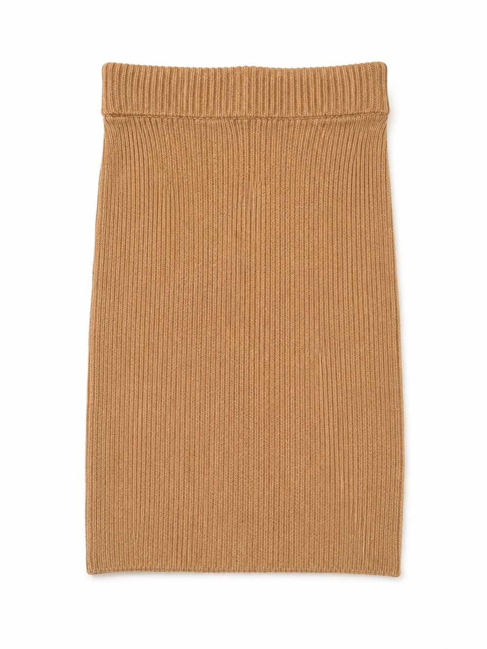 Stretch Ribbed Pencil Skirt in Camel